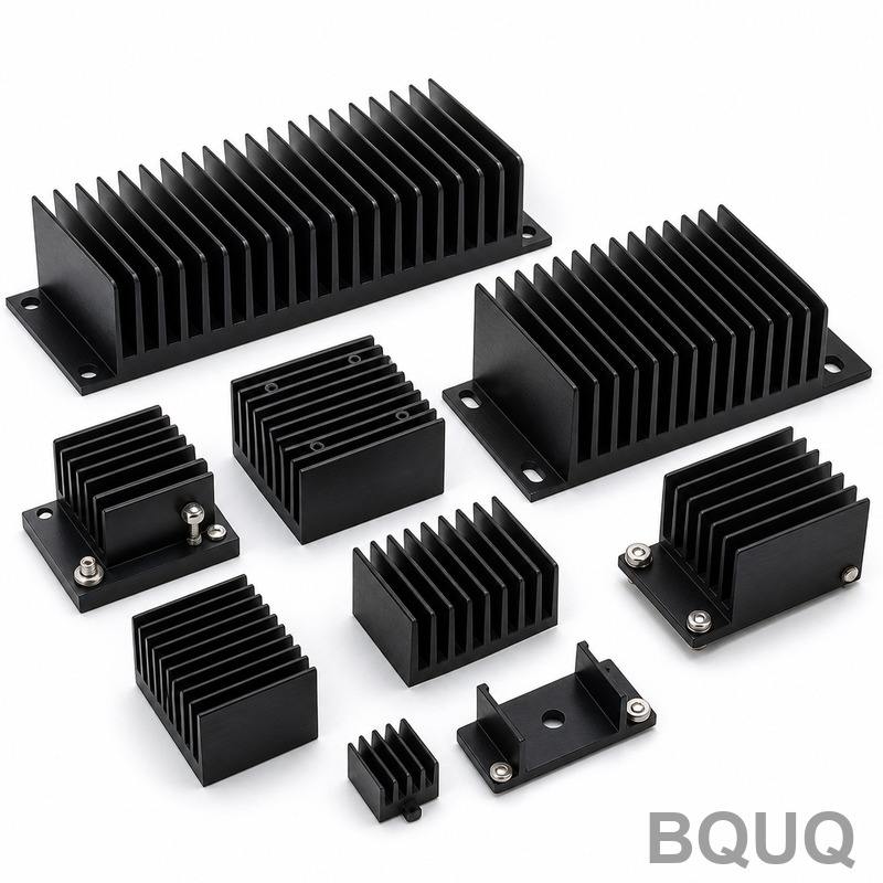 BQUQ黑色阳极氧化铝散热片系列，用于精密热管理