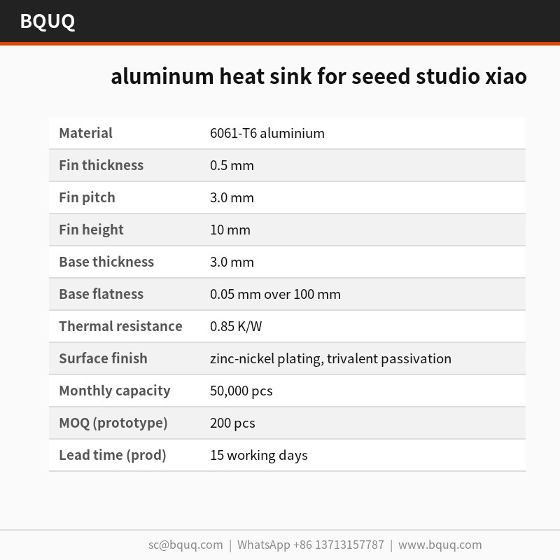 Seeed Studio XIAO 铝制散热器 | 0.5 mm 翅片 | BQUQ
