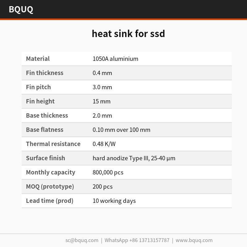 SSD 固态硬盘散热片 | 0.4 mm 翅片 | BQUQ
